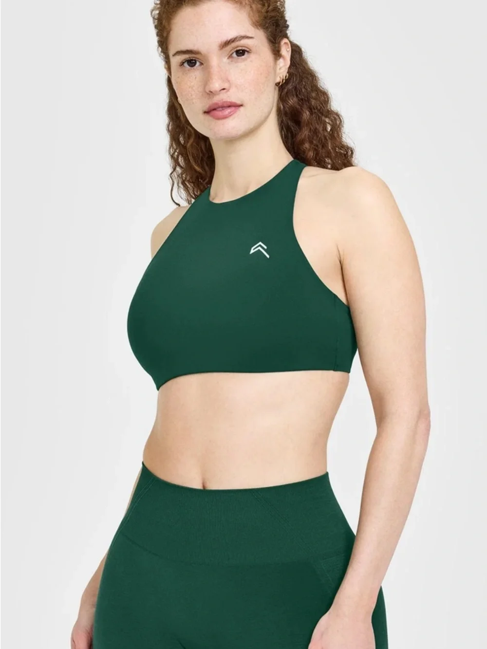 EasyLift™ High Neck Sports Bra with White Logo - Picture 1 of 4